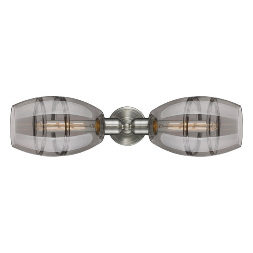 Innovations Vaz 24in 2-Light Linear Bath Vanity Light | Industrial Brushed Satin Nickel and Light Smoke Glass | Bathroom Vanity | Model 900-2W-SN-G557-6SM