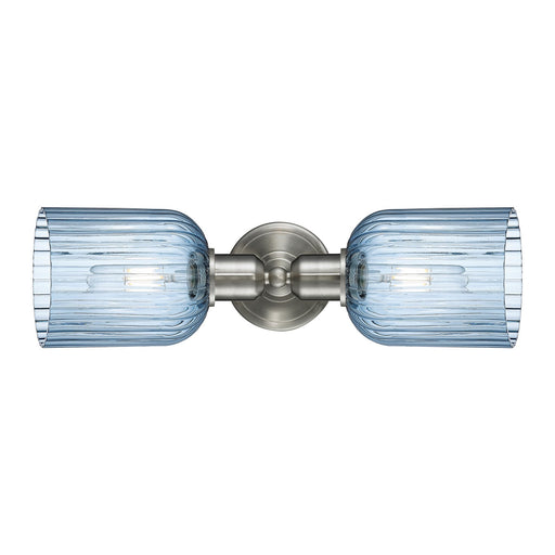 Innovations Bridal Veil 17in 2-Light Linear Bath Vanity Light | Industrial Brushed Satin Nickel and Princess Blue Glass | Model 900-2W-SN-G559-5BL