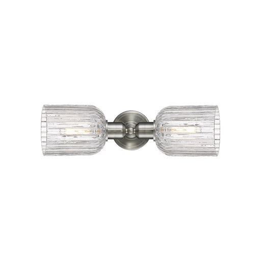 Innovations Bridal Veil 17in 2-Light Linear Bath Vanity Light | Industrial Brushed Satin Nickel and Clear Ribbed Glass | Model 900-2W-SN-G559-5CL