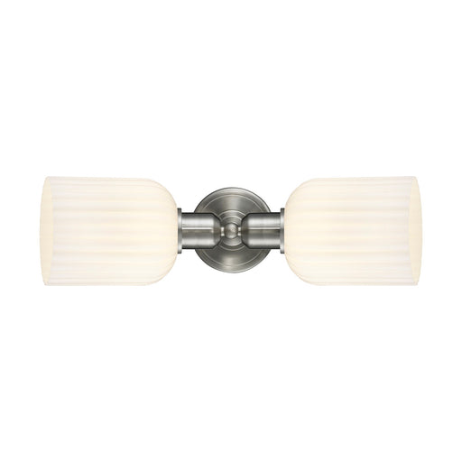 Innovations Bridal Veil 17in 2-Light Vanity Light | Industrial Brushed Satin Nickel and Gloss White Ribbed Glass | Bathroom | Model 900-2W-SN-G559-5GWH