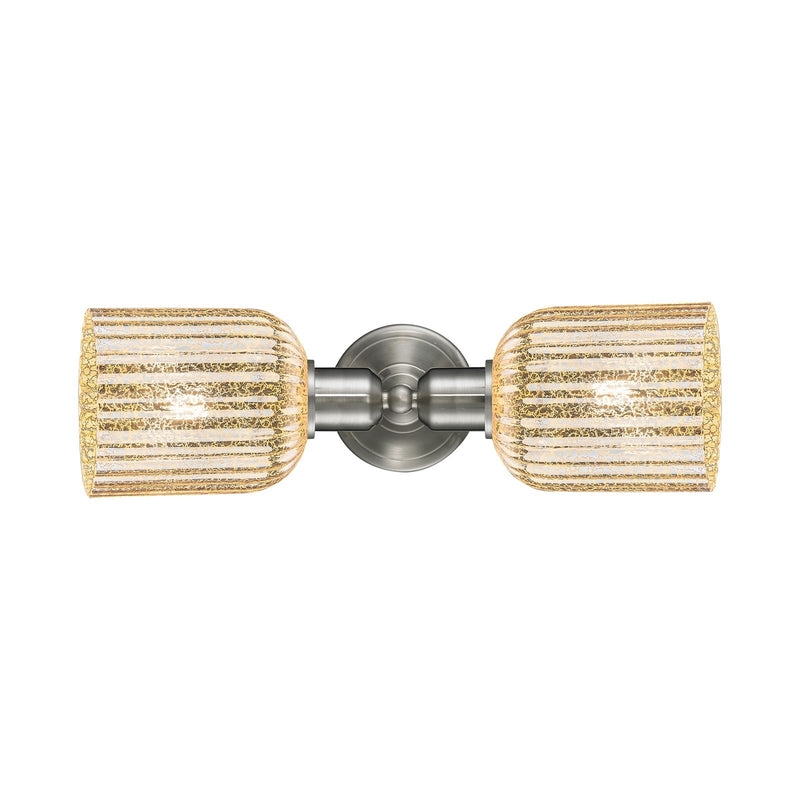 Innovations Bridal Veil 17in 2-Light Vanity Light | Industrial Brushed Satin Nickel and Mercury Ribbed Glass | Bathroom Vanity | Model 900-2W-SN-G559-5ME