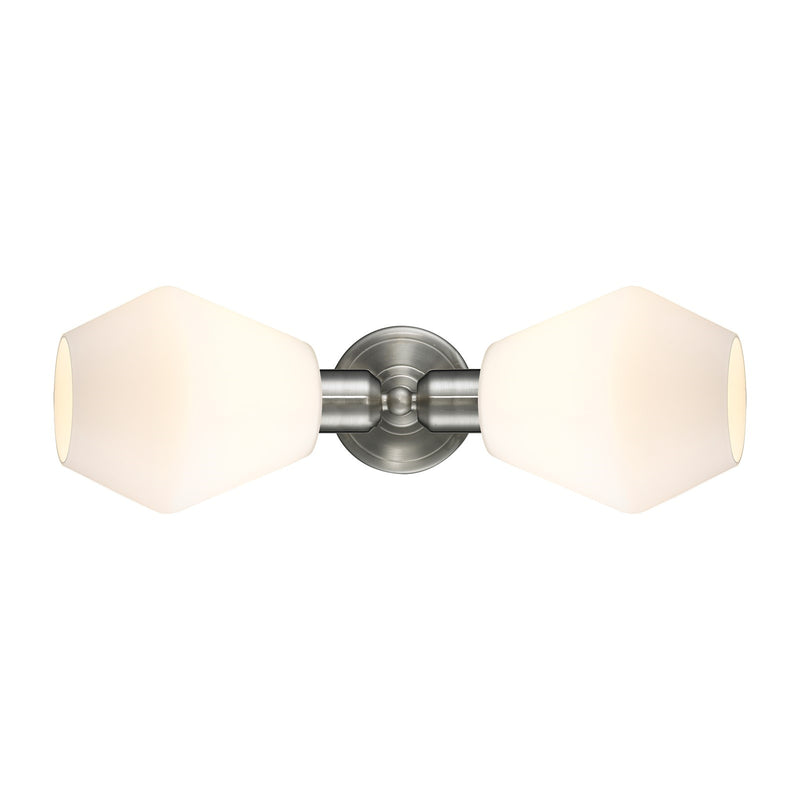 Innovations Cindyrella 18in 2-Light Linear Bath Vanity Light | Industrial Brushed Satin Nickel and Cased Matte White Glass | Model 900-2W-SN-G651-6