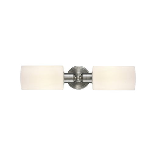 Innovations Clymer 17in 2-Light Linear Bath Vanity Light | Industrial Brushed Satin Nickel and Matte White Glass | Bathroom Vanity | Model 900-2W-SN-G801