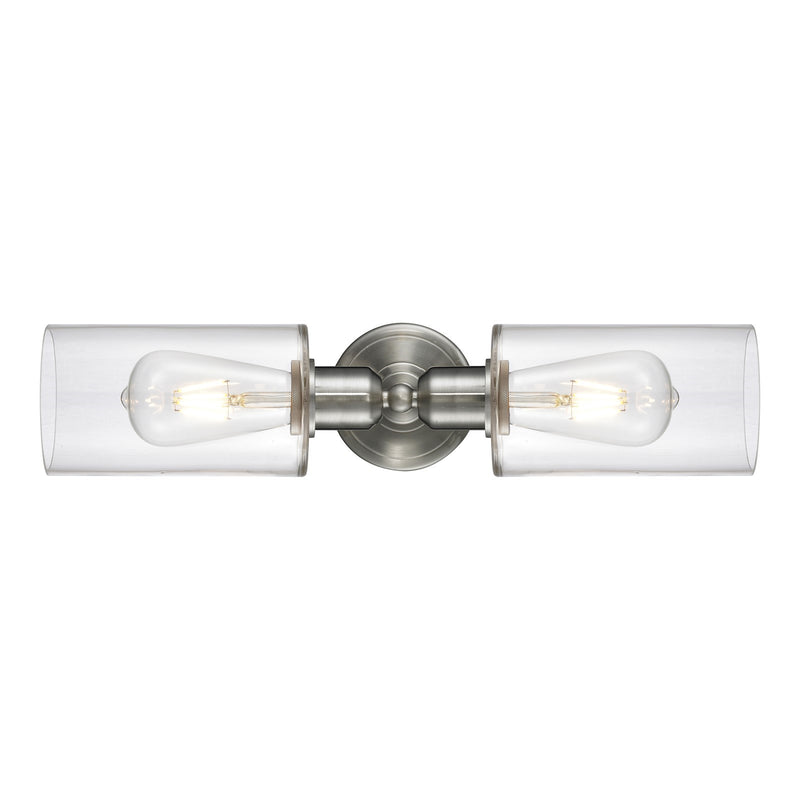 Innovations Clymer 17in 2-Light Linear Bath Vanity Light | Industrial Brushed Satin Nickel and Clear Glass | Bathroom Vanity | Model 900-2W-SN-G802