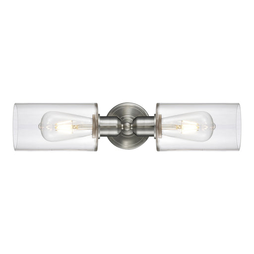 Innovations Clymer 17in 2-Light Linear Bath Vanity Light | Industrial Brushed Satin Nickel and Clear Glass | Bathroom Vanity | Model 900-2W-SN-G802