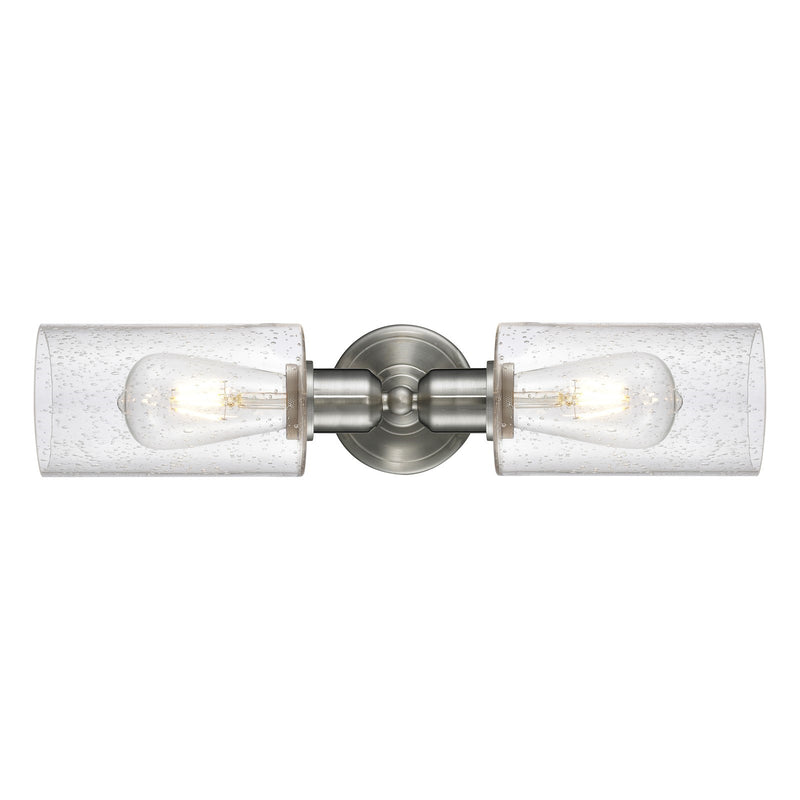 Innovations Clymer 17in 2-Light Linear Bath Vanity Light | Industrial Brushed Satin Nickel and Seedy Glass | Bathroom Vanity | Model 900-2W-SN-G804