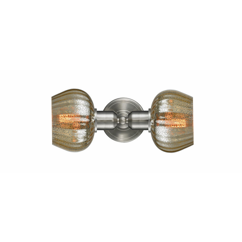 Innovations Fenton 16in 2-Light Bath Vanity Light | Brushed Satin Nickel Steel and Mercury Glass | Bathroom Vanity | Model 900-2W-SN-G96