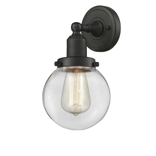 Innovations Beacon 6in 1-Light Wall Sconce | Industrial Oil Rubbed Bronze Steel and Clear Glass | Hallway & Bedroom Accent | Model 900H-1W-OB-G202-6