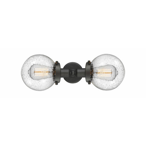 Innovations Beacon 14in 2-Light LED Bath Vanity Light | Industrial Oil Rubbed Bronze and Seedy Glass | Bathroom Vanity | Model 900H-2W-OB-G204-6-LED