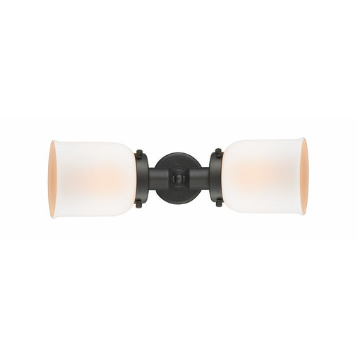 Innovations Bell 18.5in 2-Light LED Bath Vanity Light | Industrial Oil Rubbed Bronze and Matte White Glass | Bathroom Vanity | Model 900H-2W-OB-G51-LED