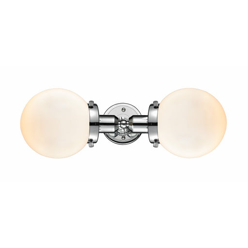 Innovations Beacon 19in 2-Light Bath Vanity Light | Polished Chrome Steel and Matte White Frosted Glass | Bathroom Vanity & | Model 900H-2W-PC-G201-6-LED