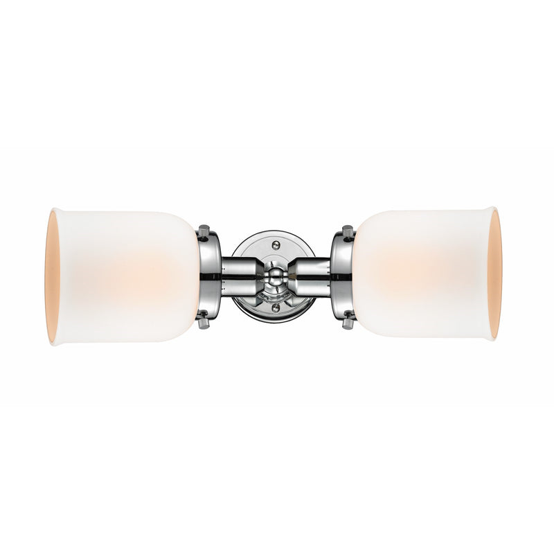 Innovations Bell 18.5in 2-Light Bath Vanity Light | Industrial Polished Chrome and Matte White Frosted Glass | Bathroom Vanity | Model 900H-2W-PC-G51