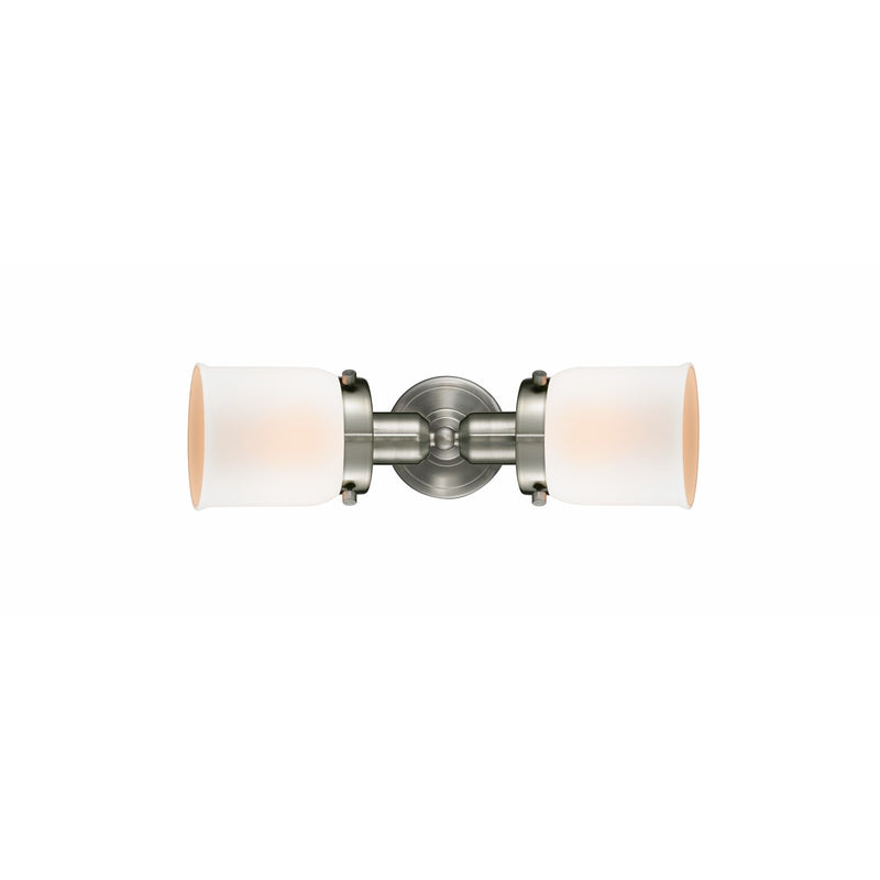 Innovations Bell 18.5in 2-Light Bath Vanity Light | Industrial Brushed Satin Nickel Steel and Matte White Frosted Glass | Bathroom | Model 900H-2W-SN-G51