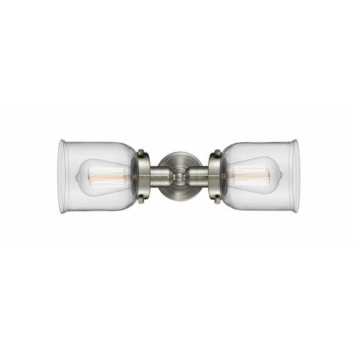 Innovations Bell 19in 2-Light Bath Vanity Light | Industrial Brushed Satin Nickel and Clear Glass | Bathroom Vanity with LED | Model 900H-2W-SN-G52-LED
