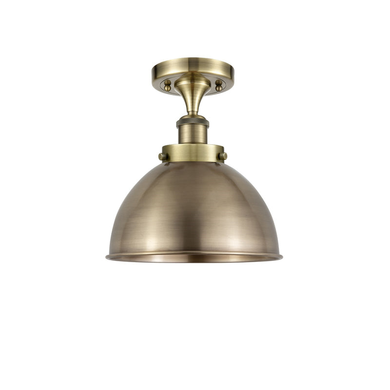 Innovations Derby 10in 1-Light Semi-Flush Mount | Industrial Farmhouse Antique Brass Steel and Antique Brass Metal Shade | Model 916-1C-AB-MFD-10-AB