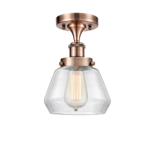 Innovations Fulton 7in 1-Light Semi-Flush Mount | Modern Contempo Antique Copper Steel and Clear Glass | Entryway & Hallway Accent | Model 916-1C-AC-G172