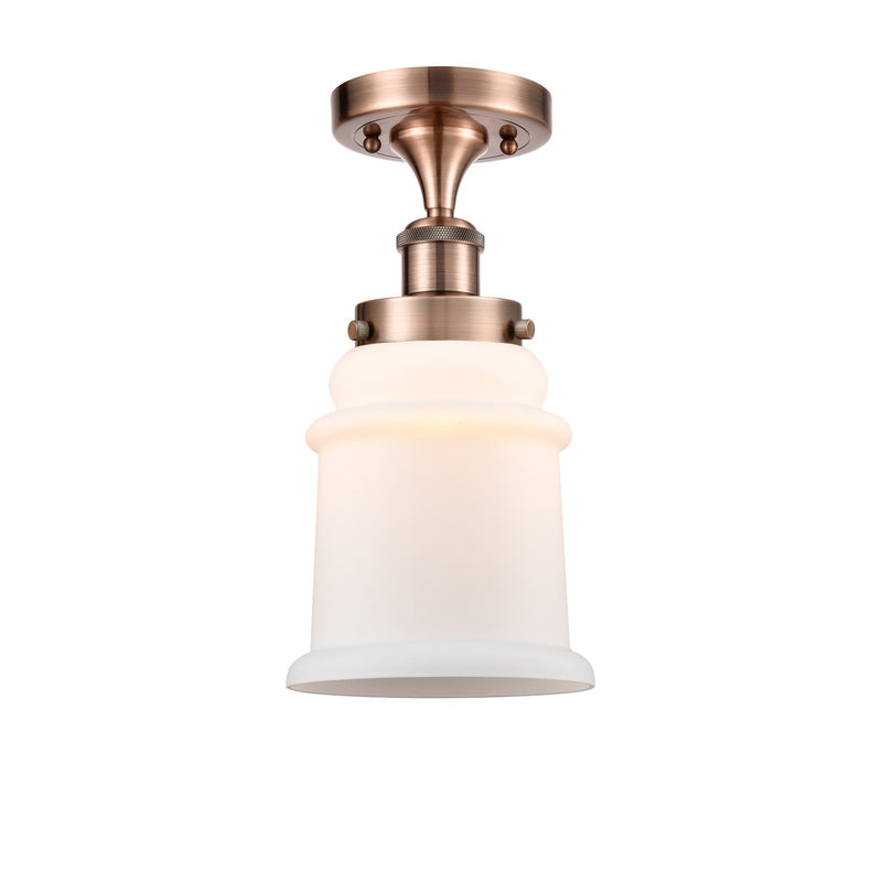Innovations Canton 6in 1-Light Semi-Flush Mount | Modern Antique Copper Steel and Matte White Frosted Glass | Kitchen & Hallway | Model 916-1C-AC-G181
