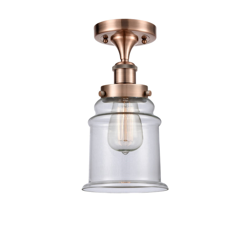Innovations Canton 6in 1-Light Semi-Flush Mount | Modern Transitional Antique Copper Steel and Clear Glass Schoolhouse | Entryway & | Model 916-1C-AC-G182