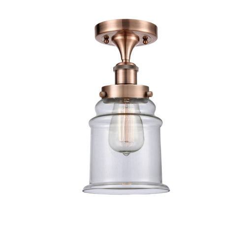 Innovations Canton 6in 1-Light Semi-Flush Mount | Modern Transitional Antique Copper Steel and Clear Glass Schoolhouse | Entryway & | Model 916-1C-AC-G182