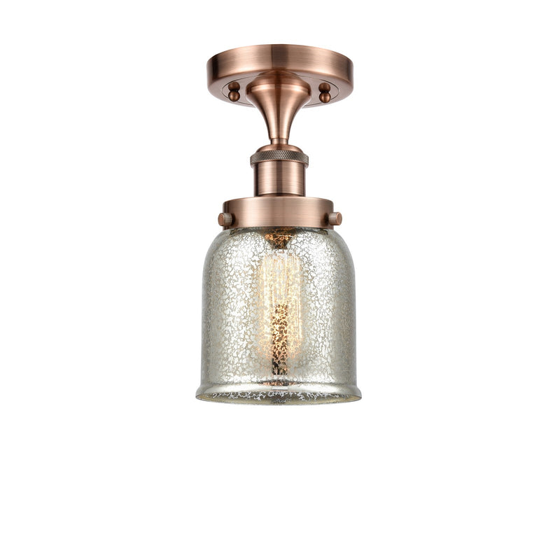 Innovations Bell 5in 1-Light Semi-Flush Mount | Industrial Antique Copper Steel and Silver Plated Mercury Glass | Entryway & | Model 916-1C-AC-G58-LED