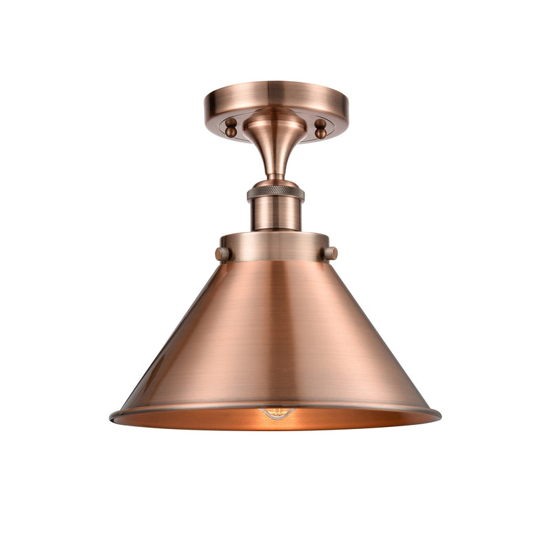 Innovations Briarcliff 10in 1-Light Semi-Flush Mount | Industrial Farmhouse Antique Copper Steel and Metal Cone | Entryway & | Model 916-1C-AC-M10-AC