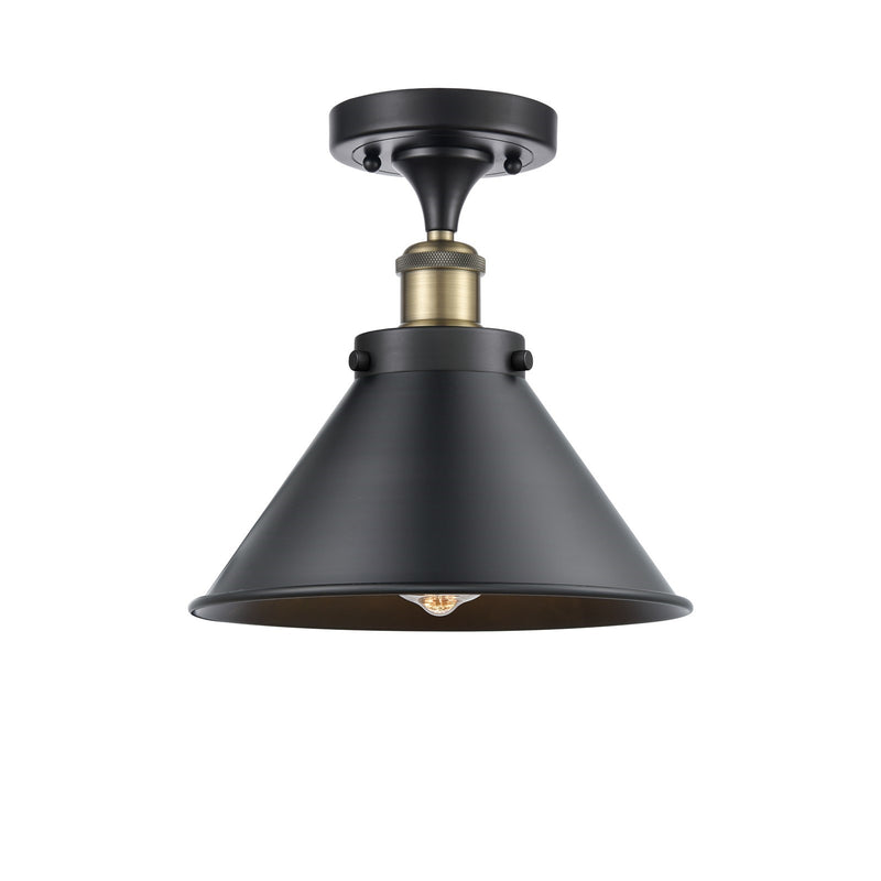Innovations Briarcliff 10in 1-Light Semi-Flush Mount | Industrial Black Antique Brass and Matte Black Metal | Kitchen & Hallway | Model 916-1C-BAB-M10-BK