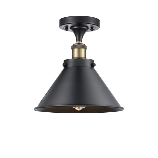 Innovations Briarcliff 10in 1-Light Semi-Flush Mount | Industrial Black Antique Brass and Matte Black Metal | Kitchen & Hallway | Model 916-1C-BAB-M10-BK