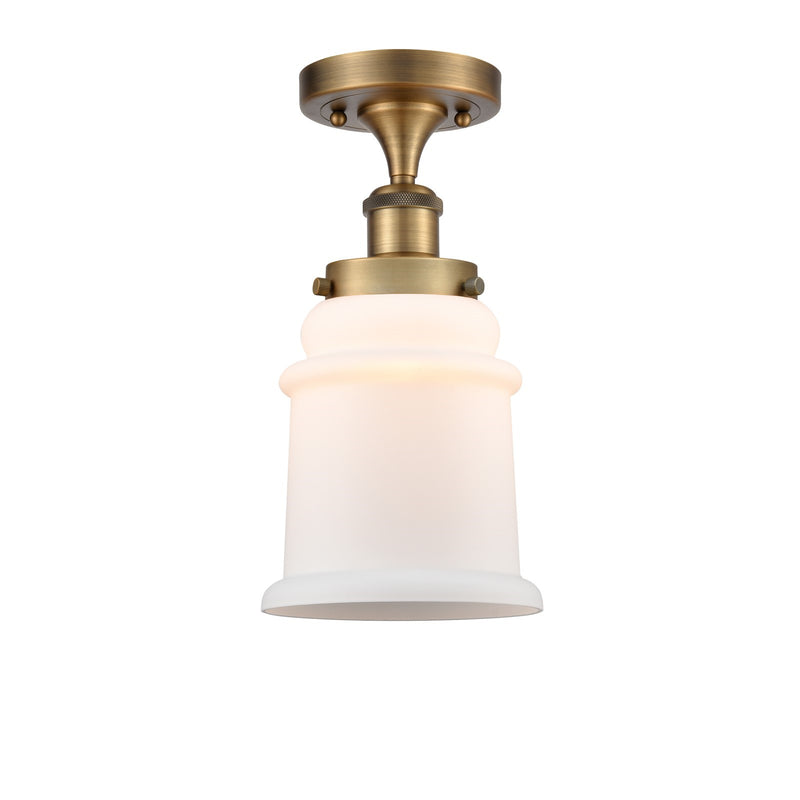 Innovations Canton 6in 1-Light Semi-Flush Mount | Modern Contempo Brushed Brass Steel and Matte White Frosted Glass | Damp-Rated | Model 916-1C-BB-G181