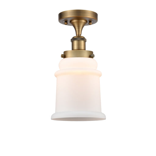 Innovations Canton 6in 1-Light Semi-Flush Mount | Modern Contempo Brushed Brass Steel and Matte White Frosted Glass | Damp-Rated | Model 916-1C-BB-G181