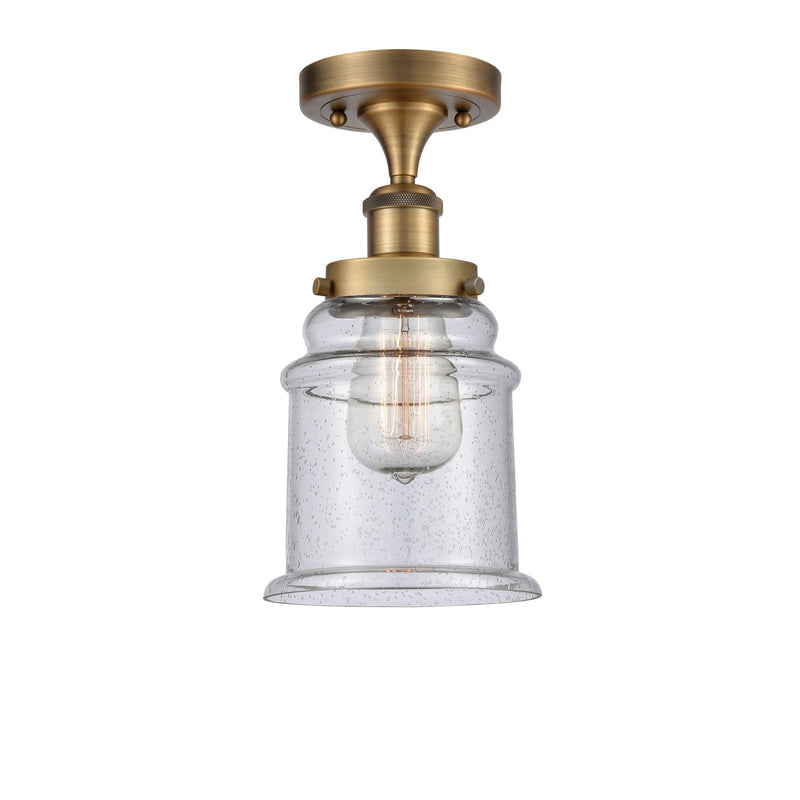 Innovations Canton 6in 1-Light Semi-Flush Mount | Modern Transitional Brushed Brass and Seedy Glass | Hallway & Bathroom | Model 916-1C-BB-G184