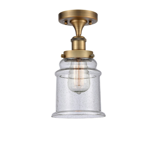 Innovations Canton 6in 1-Light Semi-Flush Mount | Modern Transitional Brushed Brass and Seedy Glass | Hallway & Bathroom | Model 916-1C-BB-G184