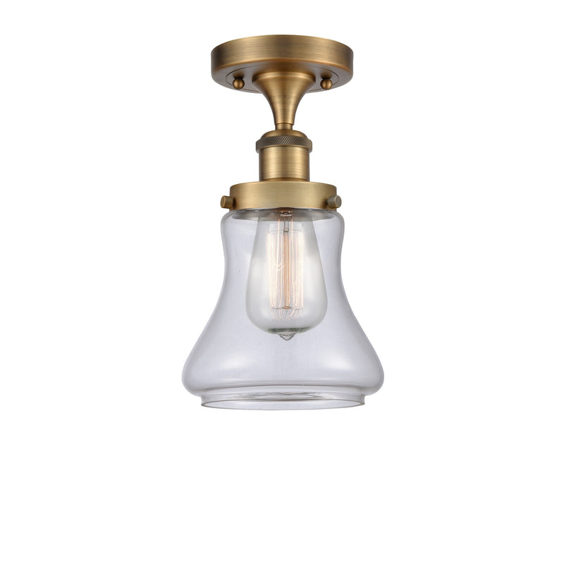 Innovations Bellmont 6.12in 1-Light Semi-Flush Mount | Modern Transitional Brushed Brass and Clear Glass | Hallway & Bathroom | Model 916-1C-BB-G192