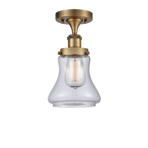 Innovations Bellmont 6.12in 1-Light Semi-Flush Mount | Modern Transitional Brushed Brass and Clear Glass | Hallway & Bathroom | Model 916-1C-BB-G192