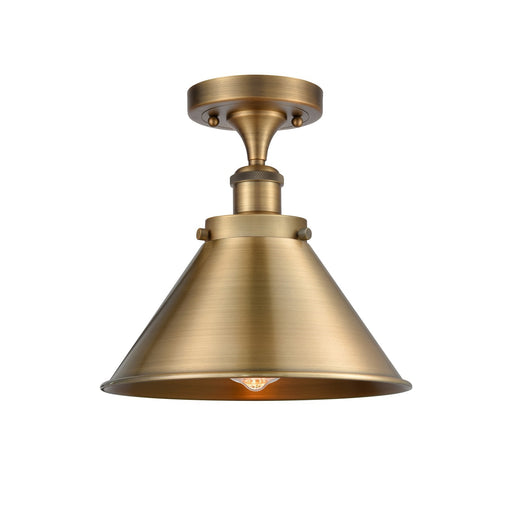 Innovations Briarcliff 10in 1-Light Semi-Flush Mount | Industrial Brushed Brass Metal Shade | Kitchen & Dining Room | Model 916-1C-BB-M10-BB