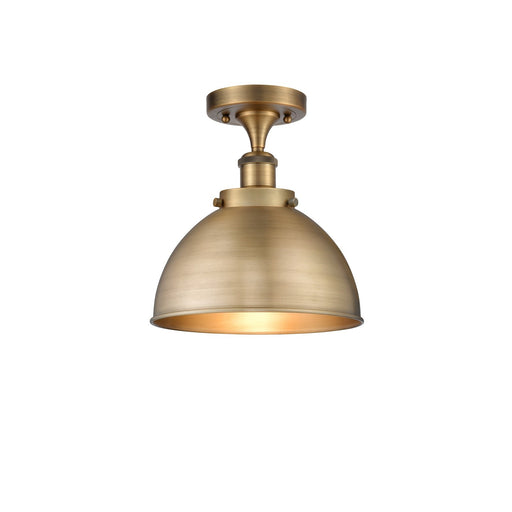 Innovations Derby 10in 1-Light Semi-Flush Mount | Industrial Brushed Brass Steel and Brushed Brass Metal Shade | Entryway | Model 916-1C-BB-MFD-10-BB-LED