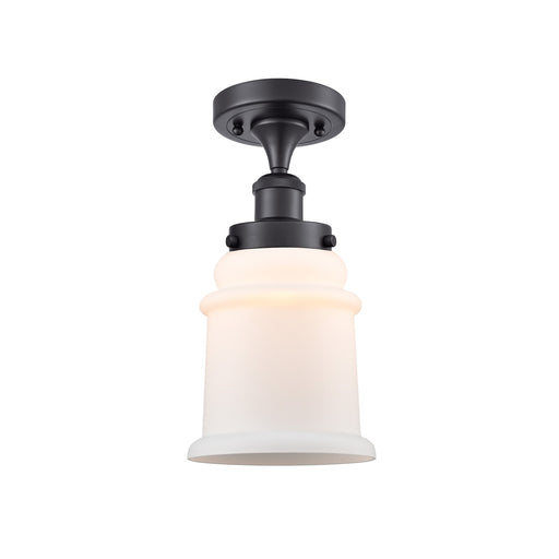 Innovations Canton 6in 1-Light Semi-Flush Mount | Modern Contemporary Matte Black Steel and Matte White Bell/Urn Glass | Hallway & | Model 916-1C-BK-G181