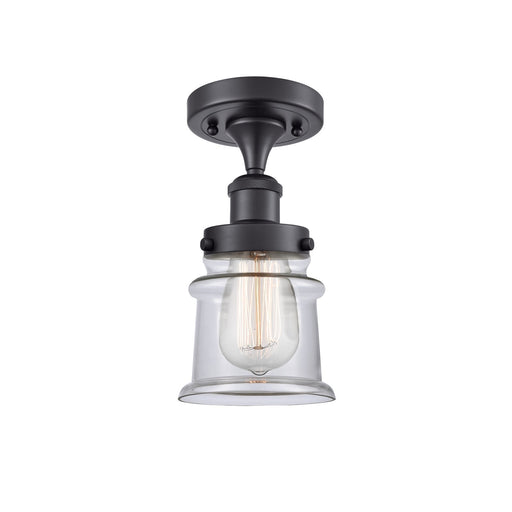 Innovations Canton 5.25in 1-Light Semi-Flush Mount | Modern Transitional Matte Black Steel and Clear Glass | Hallway & Entryway | Model 916-1C-BK-G182S