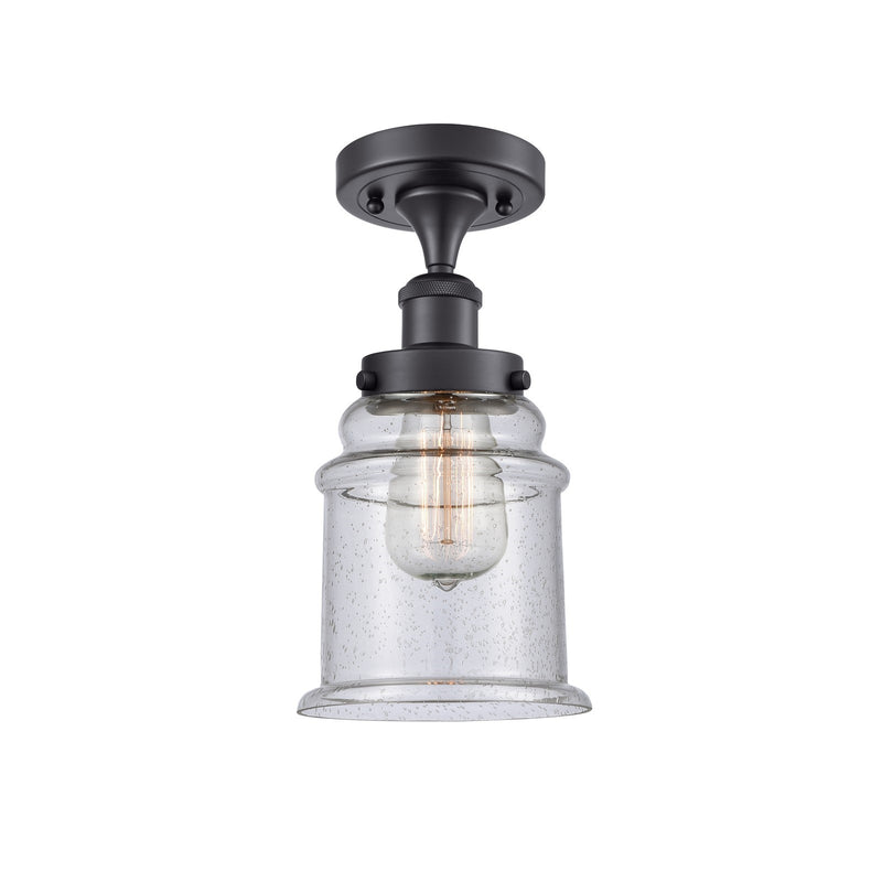 Innovations Canton 6in 1-Light Semi-Flush Mount | Modern Transitional Matte Black Steel and Seedy Glass | Hallway & Entryway | Model 916-1C-BK-G184