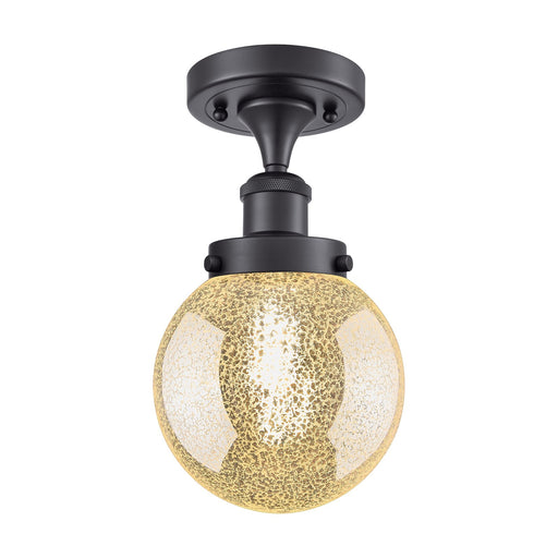 Innovations Beacon 6in 1-Light Semi-Flush Mount | Modern Transitional Matte Black Steel and Mercury Seeded Glass | Entryway & | Model 916-1C-BK-G208-6