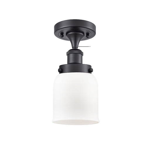 Innovations Bell 1 Light Semi-Flush Mount, Black/Matte White - 916-1C-BK-G51