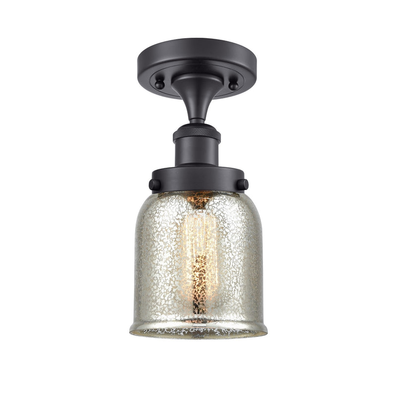 Innovations Bell 5in 1-Light Semi-Flush Mount | Industrial Matte Black Steel and Silver Plated Mercury Glass | Hallway & Entryway | Model 916-1C-BK-G58
