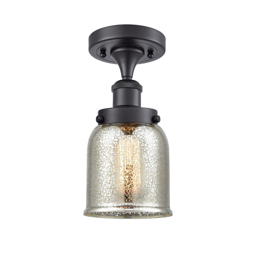 Innovations Bell 5in 1-Light Semi-Flush Mount | Industrial Matte Black Steel and Silver Plated Mercury Glass | Hallway & | Model 916-1C-BK-G58-LED
