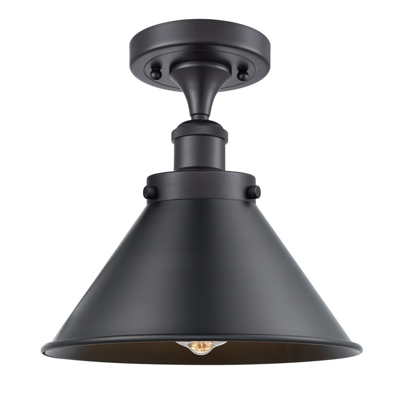Innovations Briarcliff 10in 1-Light Semi-Flush Mount | Industrial Matte Black Steel and Metal Shade | Kitchen & Dining Room | Model 916-1C-BK-M10-BK