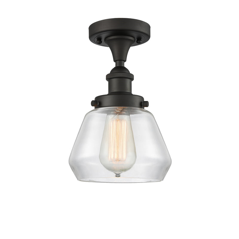 Innovations Fulton 7in 1-Light Semi-Flush Mount | Modern Contempo Oil Rubbed Bronze Steel and Clear Glass | Hallway & Foyer | Model 916-1C-OB-G172