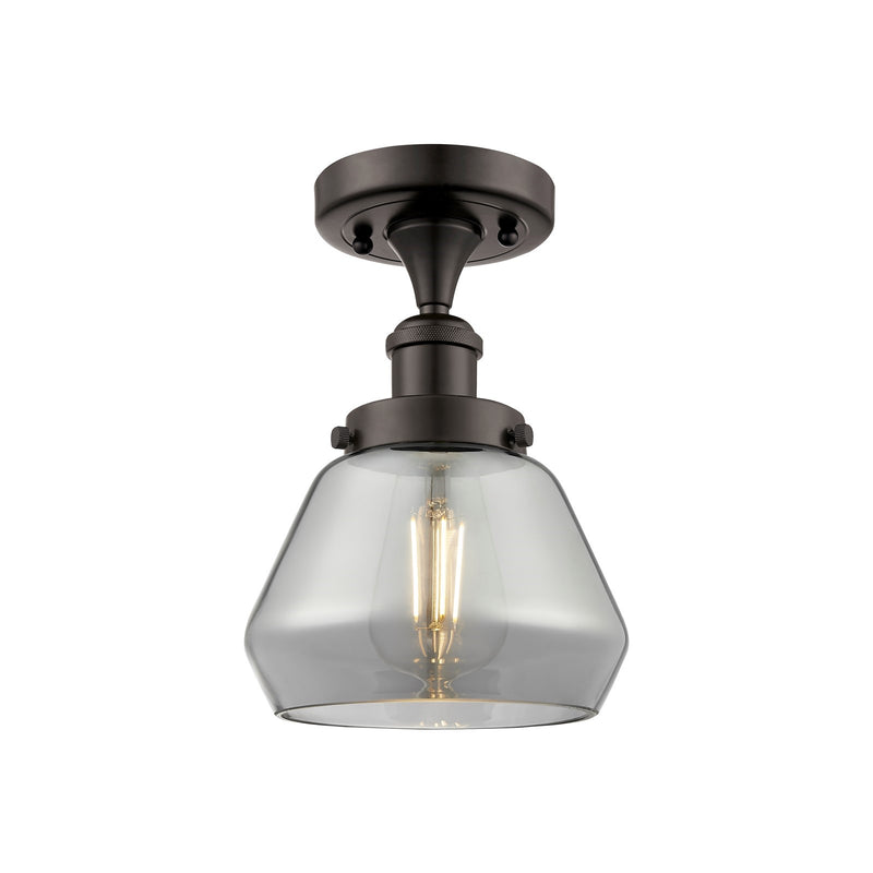 Innovations Fulton 7in 1-Light Semi-Flush Mount | Modern Contempo Oil Rubbed Bronze Steel and Smoked Glass | Hallway & Foyer | Model 916-1C-OB-G173