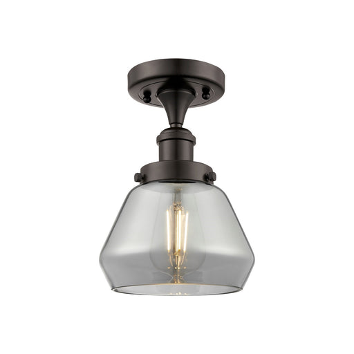 Innovations Fulton 7in 1-Light Semi-Flush Mount | Modern Contempo Oil Rubbed Bronze Steel and Smoked Glass | Hallway & Foyer | Model 916-1C-OB-G173
