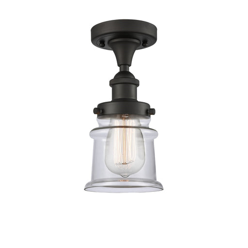 Innovations Canton 5.25in 1-Light Semi-Flush Mount | Modern Contempo Transitional Oil Rubbed Bronze Steel and Clear Glass | Model 916-1C-OB-G182S