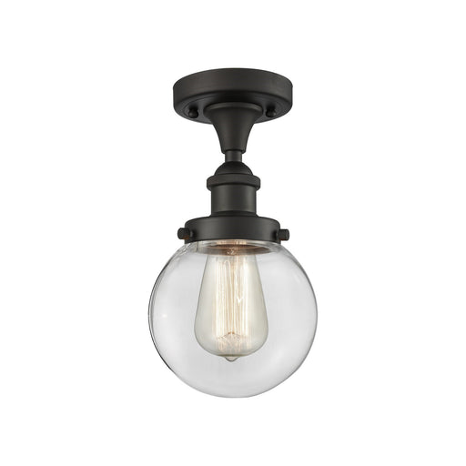 Innovations Beacon 6in 1-Light Semi-Flush Mount | Modern Transitional Oil Rubbed Bronze Steel and Clear Glass | Entryway & | Model 916-1C-OB-G202-6-LED