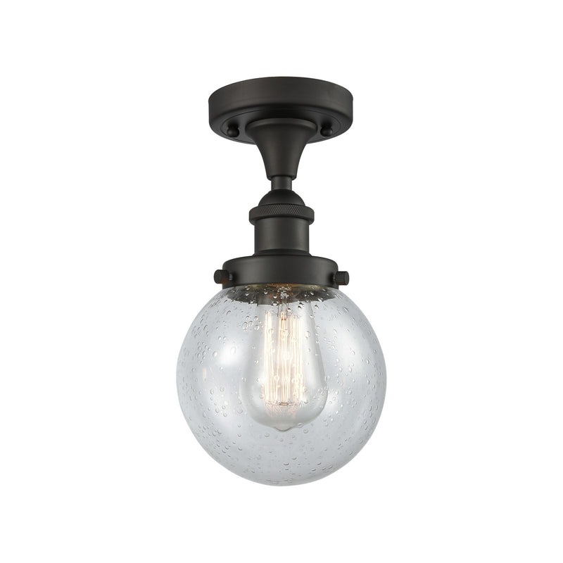 Innovations Beacon 6in 1-Light Semi-Flush Mount | Modern Transitional Oil Rubbed Bronze Steel and Seedy Glass | Entryway & | Model 916-1C-OB-G204-6-LED