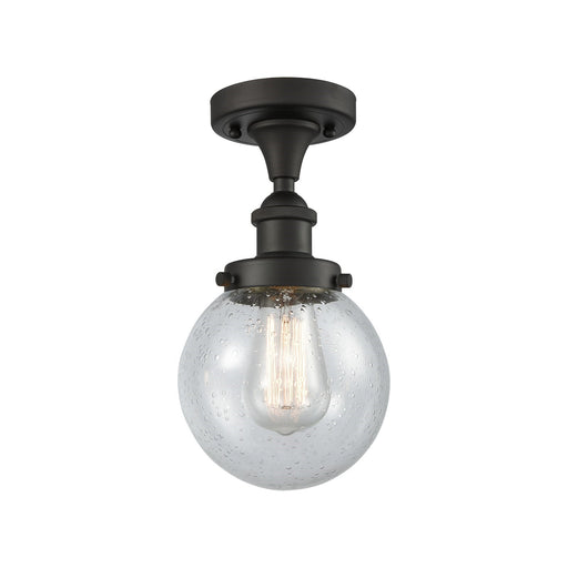 Innovations Beacon 6in 1-Light Semi-Flush Mount | Modern Transitional Oil Rubbed Bronze Steel and Seedy Glass | Entryway & | Model 916-1C-OB-G204-6-LED